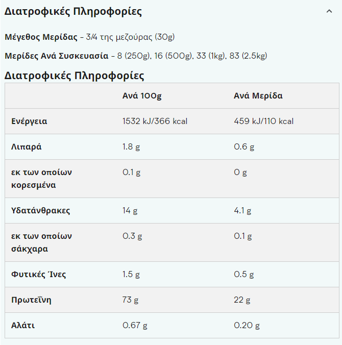 MyProtein Vegan Blend 2500g-factsheets