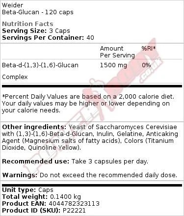 Weider Beta-Glucan-factsheets