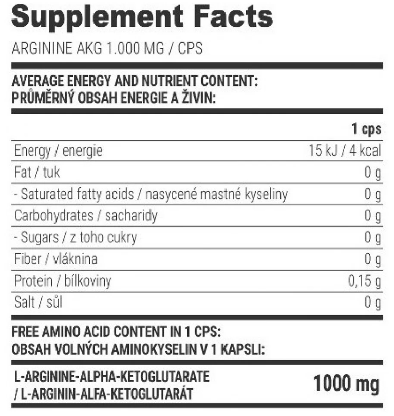 Extrifit Arginine AKG 1000mg-factsheets