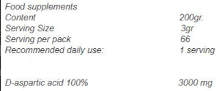 OstroVit Pure 100% DAA (D-Aspartic Acid) Powder-factsheets