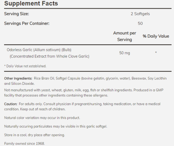 NOW Odorless Garlic-factsheets