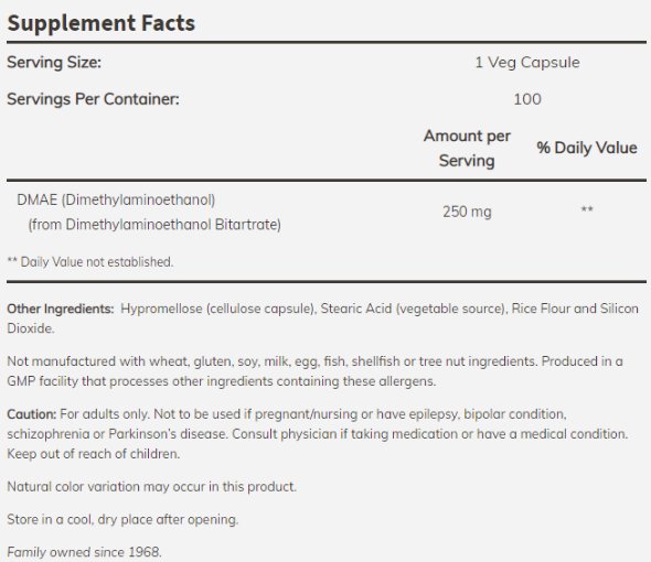 NOW DMAE 250 mg-factsheets