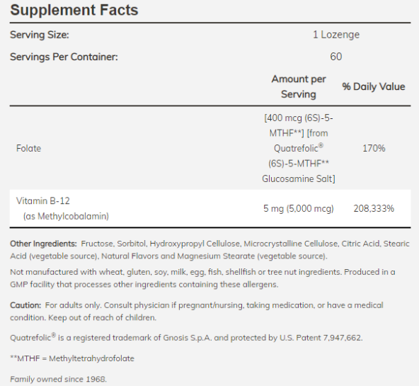 NOW METHYL B-12 5000 mcg-factsheets