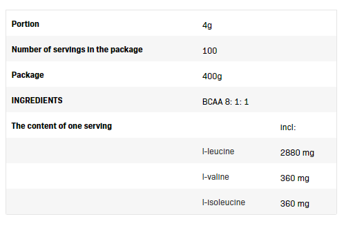 SFD BCAA 8:1:1 Instant-factsheets
