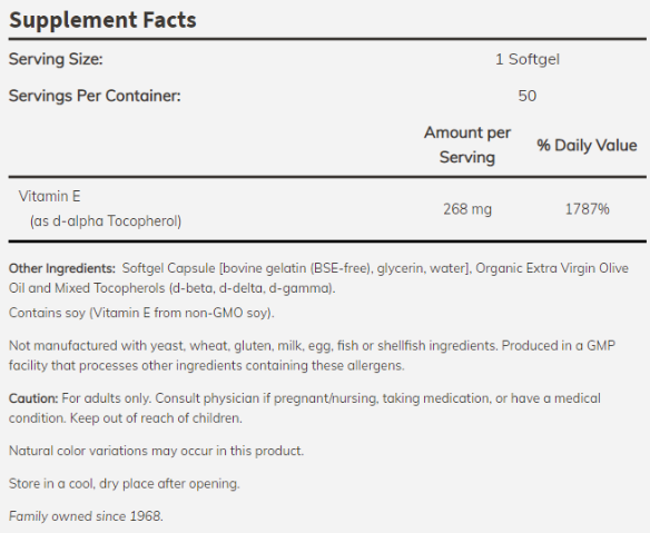 NOW VITAMIN E-400 IU-factsheets