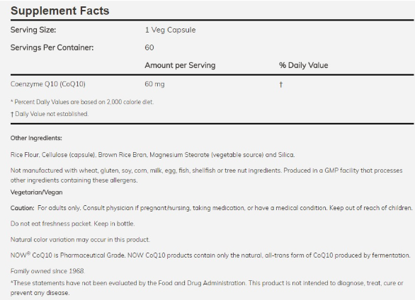 NOW NOW CoQ10 60 mg-factsheets