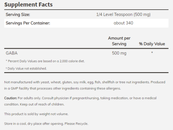 NOW GABA Powder-factsheets