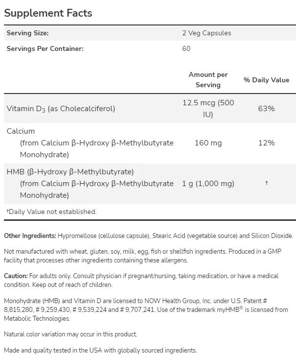 NOW HMB 500 mg-factsheets