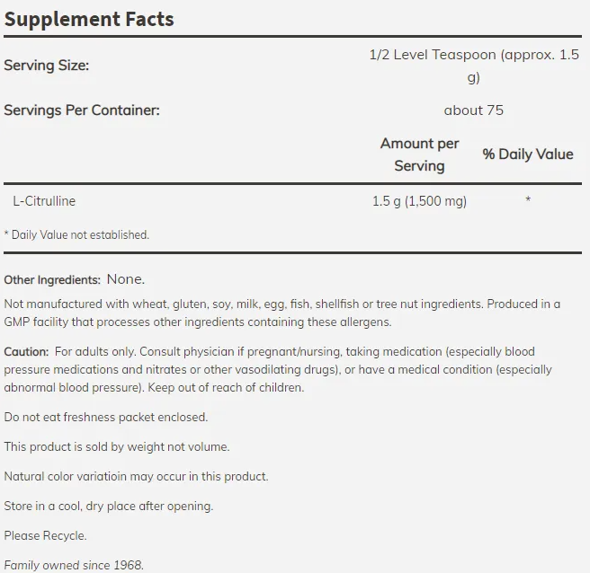 NOW L-Citrulline-factsheets