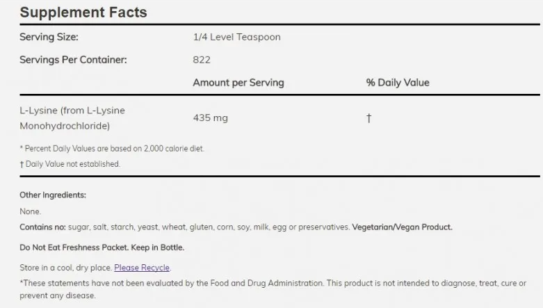 NOW L-Lysine Powder-factsheets