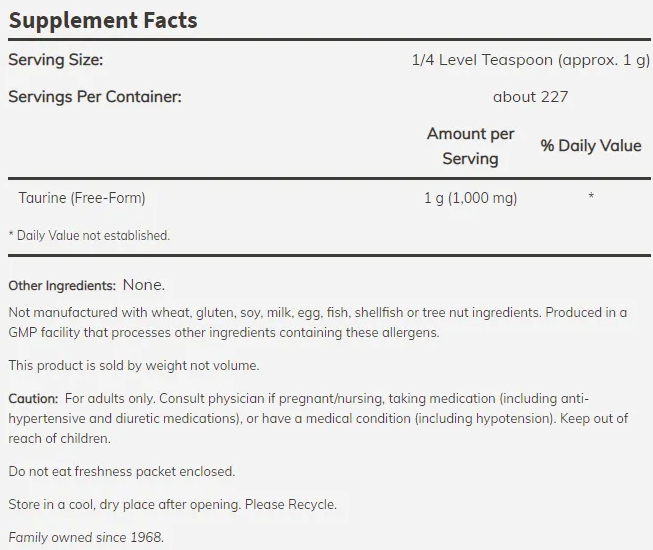 NOW Taurine Powder-factsheets