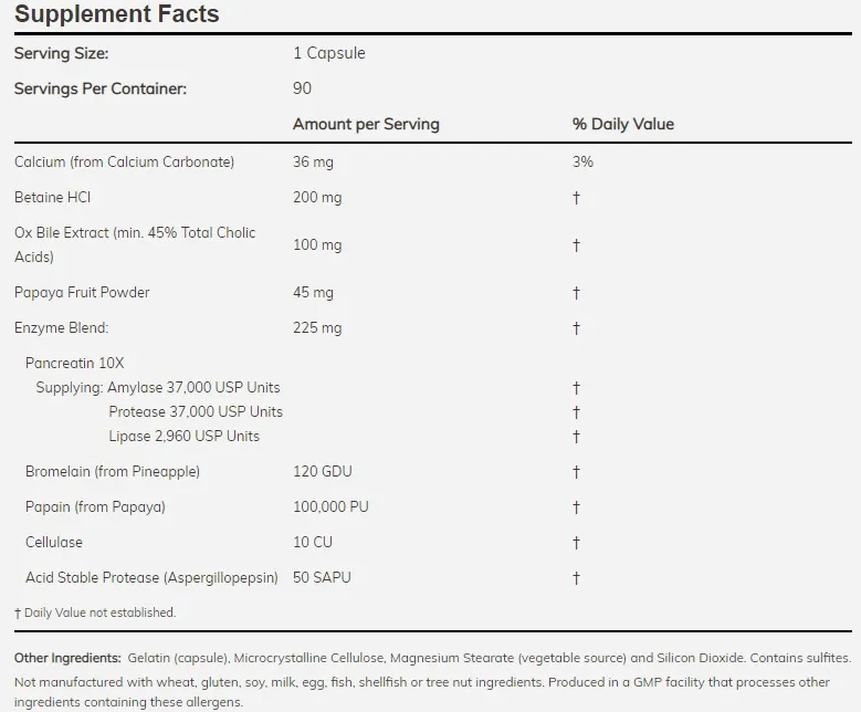 NOW Super Enzymes 180 caps-factsheets