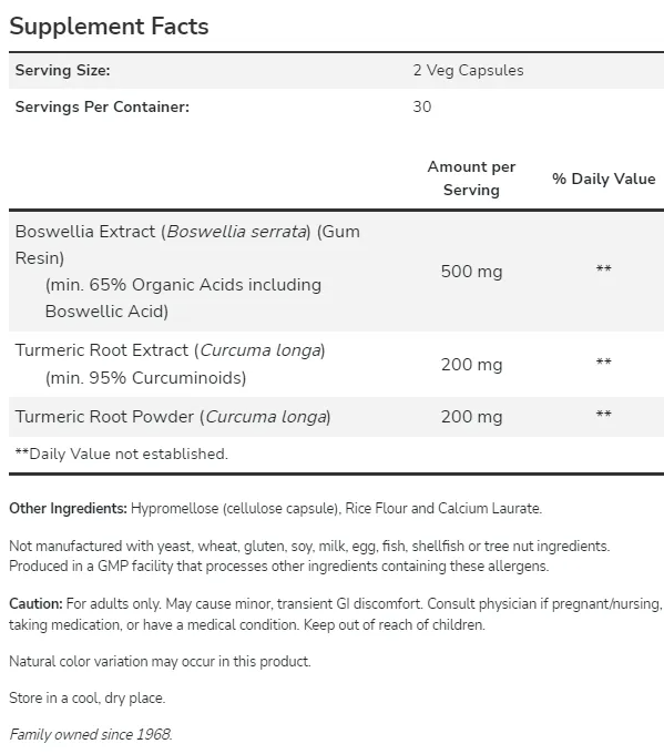 NOW Boswellia Extract 250mg-factsheets