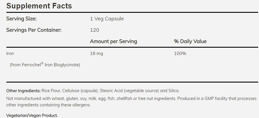 NOW Iron Ferrochel 18mg-factsheets