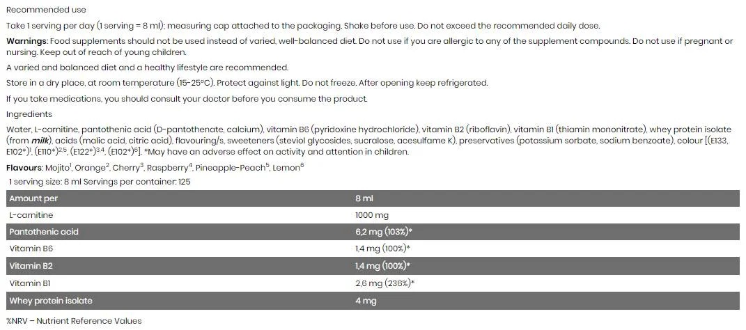 Kevin Levrone Levro L-Carnitine Liquid 125000-factsheets