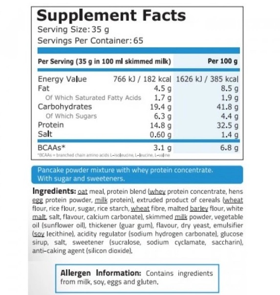 Pure Nutrition Protein Pancake 2270g-factsheets