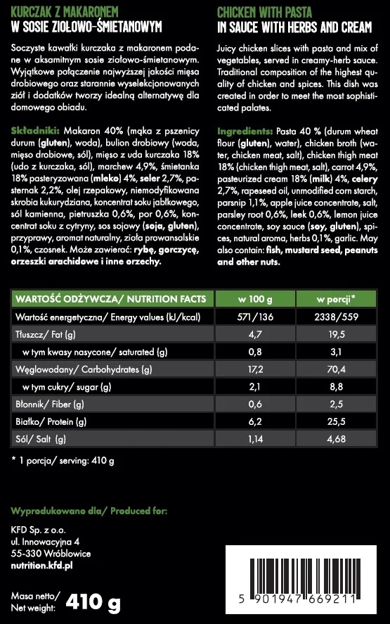 KFD Nutrition Fast Lunch - 415 gr-factsheets