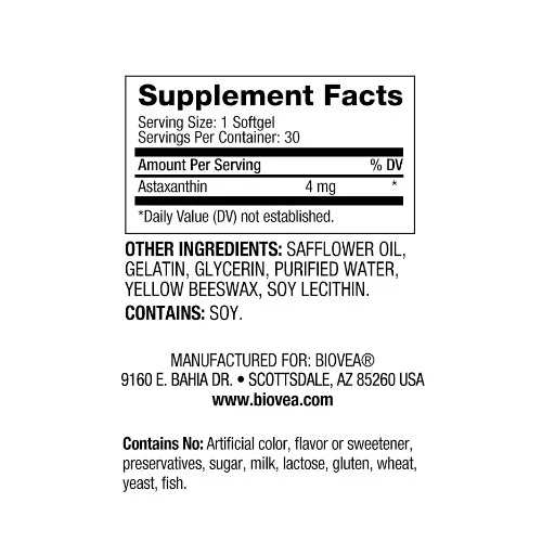 Biovea Astaxanthin 4mg-factsheets