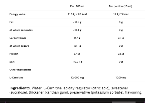 VPLaB L-Carnitine Concentrate-factsheets