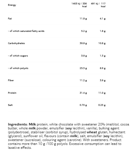 VPLaB Low Carb Protein Bar 24x35 g-factsheets