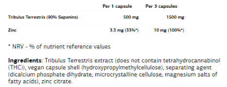 VPLaB Tribulus Terrestris + Zinc-factsheets