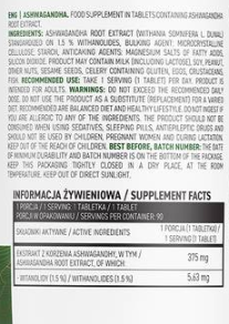 OstroVit Ashwagandha Extract 375 mg-factsheets