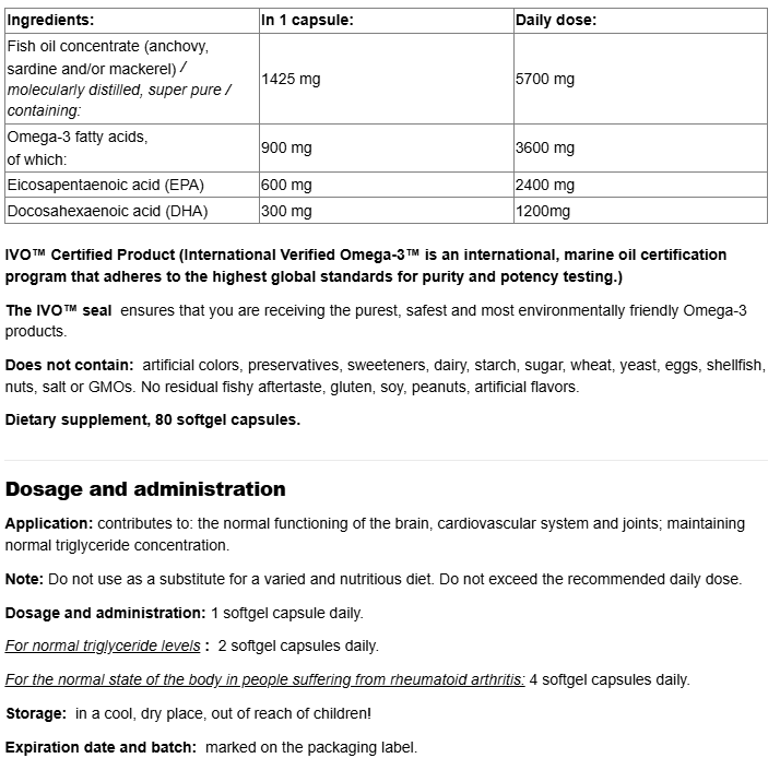 Webber Naturals TRIPLE STRENGTH Omega-3 EPA/DHA 1425 mg-fisa nutrițională