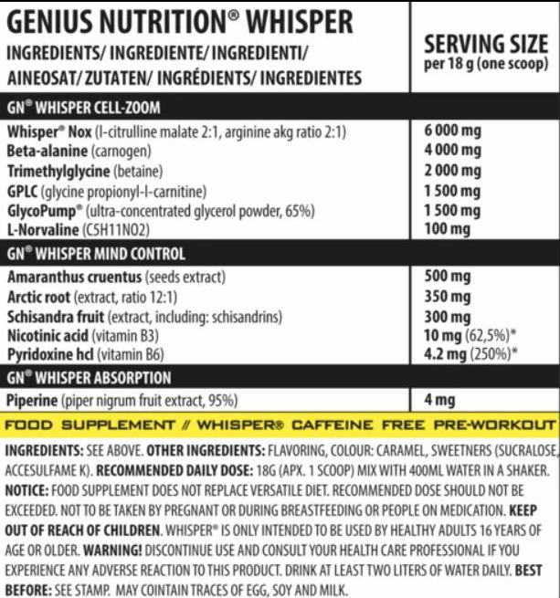 Genius Nutrition WHISPER-factsheets