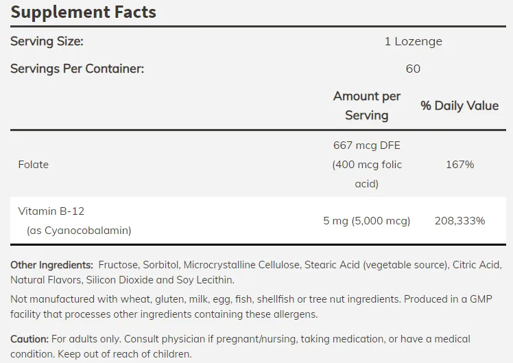 NOW Vitamin B-12 1000 mcg-factsheets