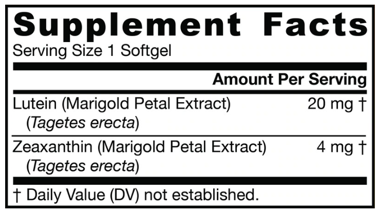 Jarrow Formulas Lutein 20mg + Zeaxanthin-factsheets