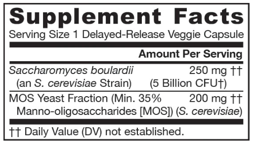 Jarrow Formulas Saccharomyces Boulardii + MOS 90 vege-caps-factsheets