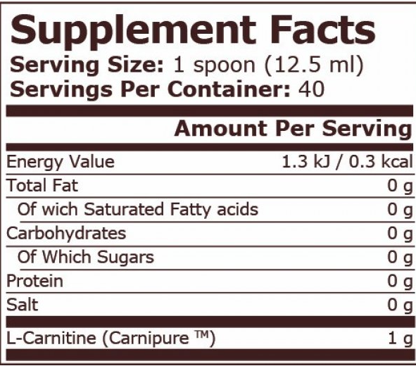 Pure Nutrition CARNI MAX Liquid - 500 ml-fisa nutrițională