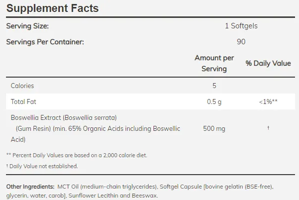 NOW Boswellia 500mg-factsheets