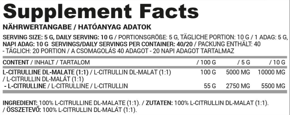 Nutriversum Citrulline Malate 100% Pure Powder-factsheets