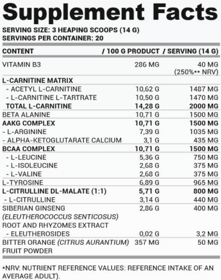 Nutriversum PWO Zero Caffeine | Stim-Free Pre-Workout Powder-factsheets