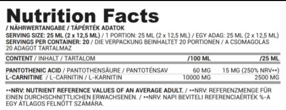 Nutriversum L-Carnitine Liquid 2500 | with Chromium-factsheets