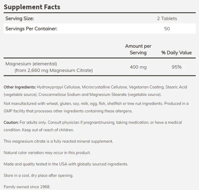 Now Magnesium Citrate 200mg-factsheets