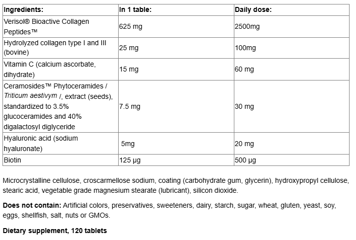 Webber Naturals Collagen30 with Ceramides-fisa nutrițională