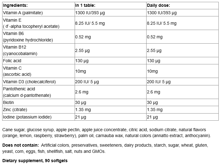 Webber Naturals Multivitamin Gummies-fisa nutrițională