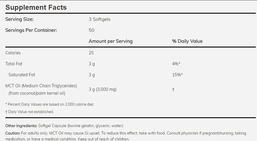 NOW MCT Oil 1000mg / 150Softgels-factsheets