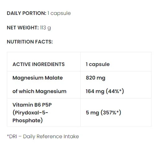 MAGNESIUM MALATE 120 vege caps-factsheets