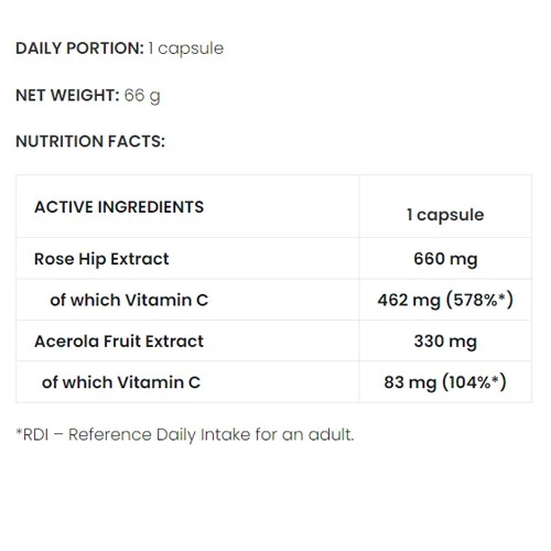 NATURAL VITAMIN C 60 vege caps-factsheets