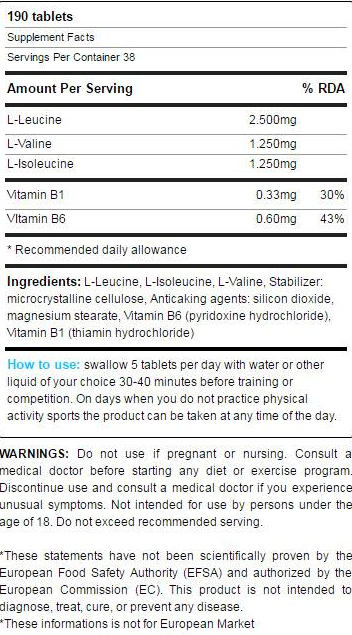 Yamamoto Nutrition BCAA 2:1:1 1000 mg-factsheets