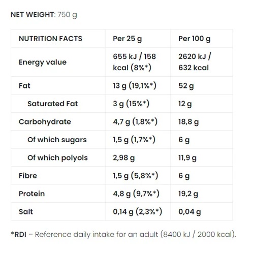 Keto Cream Caramel Crunch 750g-factsheets