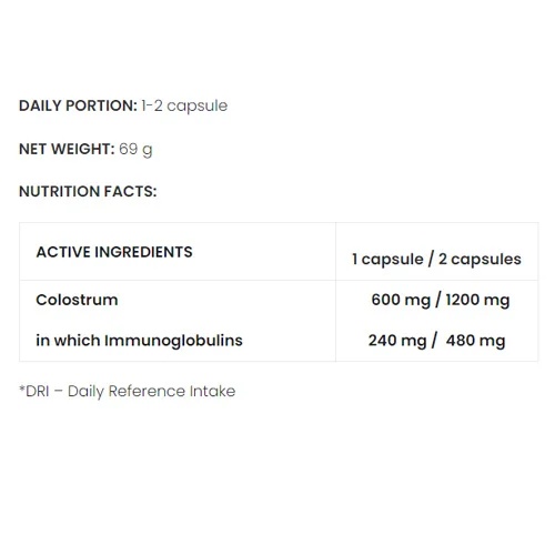 7NUTRITION COLOSTRUM (BOVINE) 600MG - 90 CAPS-factsheets