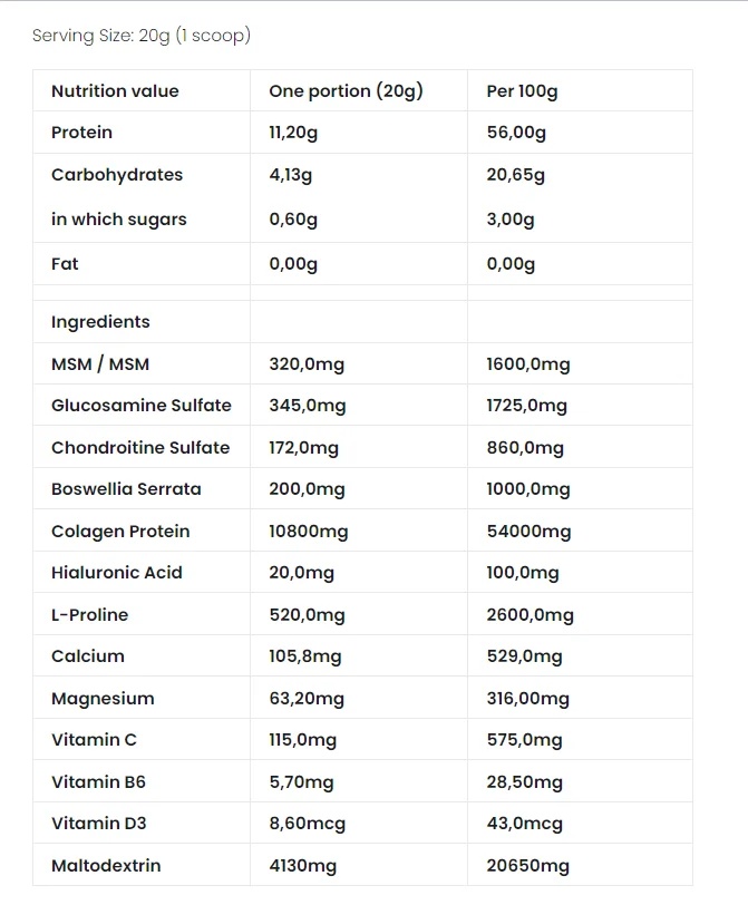 7NUTRITION STEEL JOINTS DRINK 450G-factsheets