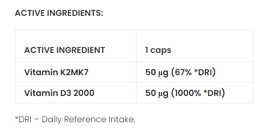 VITAMIN D3+K2MK7 120 vege caps-factsheets