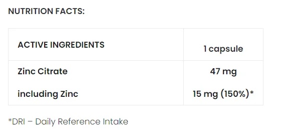 7NUTRITION ZINC CITRATE 15mg 100caps-factsheets