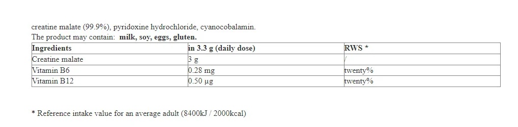 Hitec Tri Creatine Malate Powder - 250g-factsheets