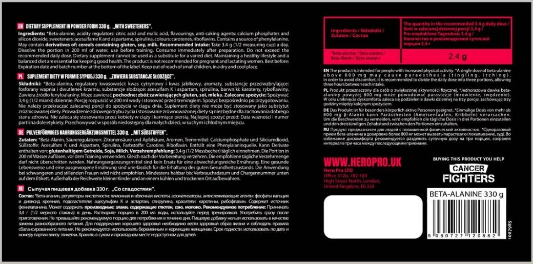 Hiro.lab Beta Alanine Powder-factsheets